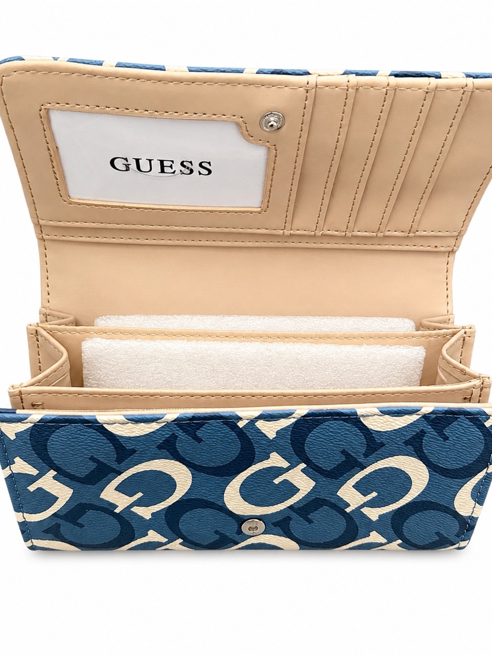 Guess Blue Monogram Logo Wallet Wristlet Y2K Chic - Picture 4 of 5